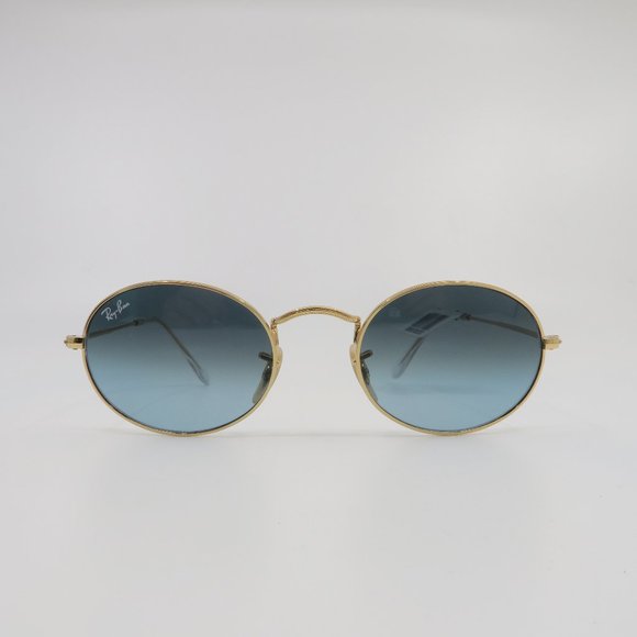 Ray-Ban RB 3547 001/3M 51mm Oval Gold Metal/Blue Glass Unisex New Sunglasses - Picture 2 of 8